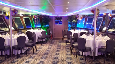 New York City motor yacht 110 dining forward